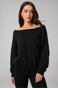 YEAR ROUND TERRY OFF SHOULDER SWEATSHIRT