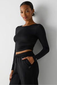 WHISPER CROSSOVER LONG-SLEEVE TOP