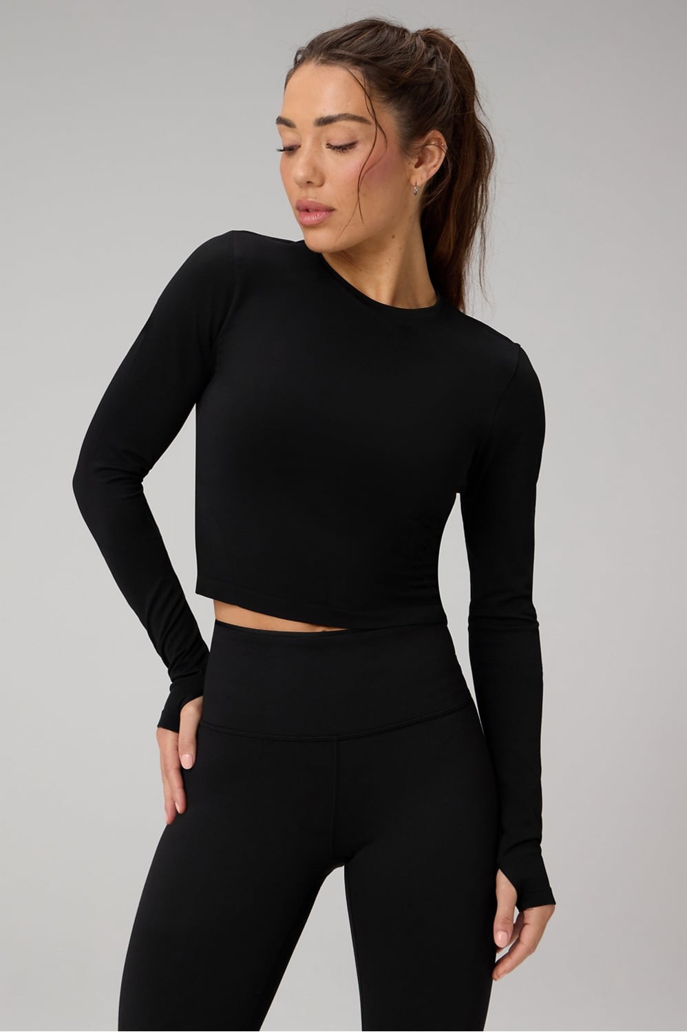 FEATHER TECH+ CROPPED LONG-SLEEVE TOP