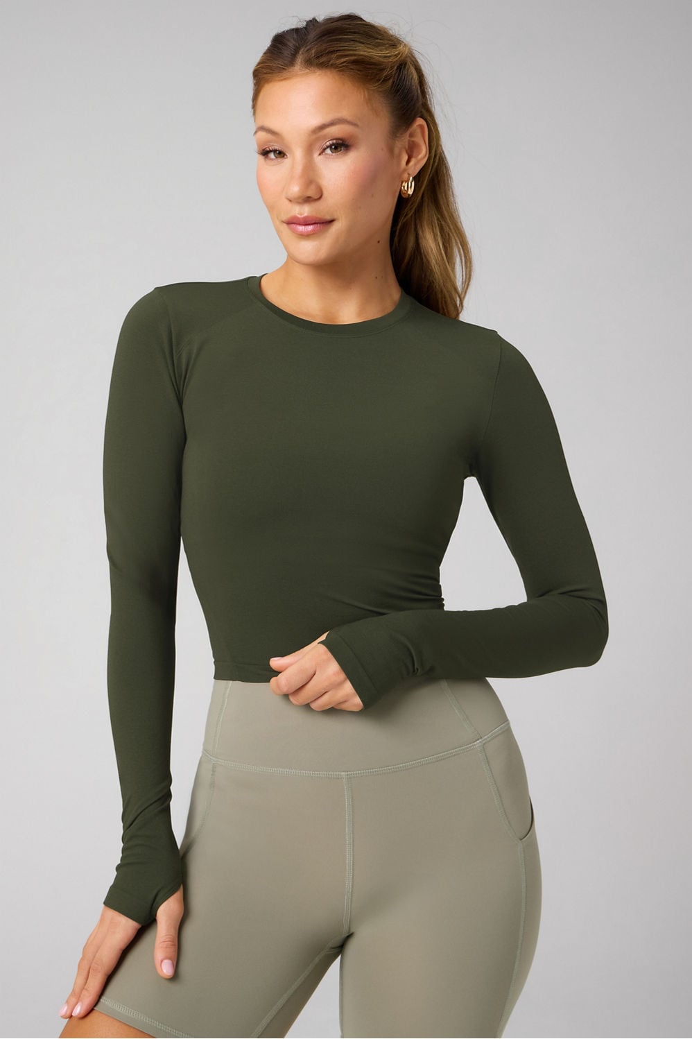 FEATHER TECH+ CROPPED LONG-SLEEVE TOP