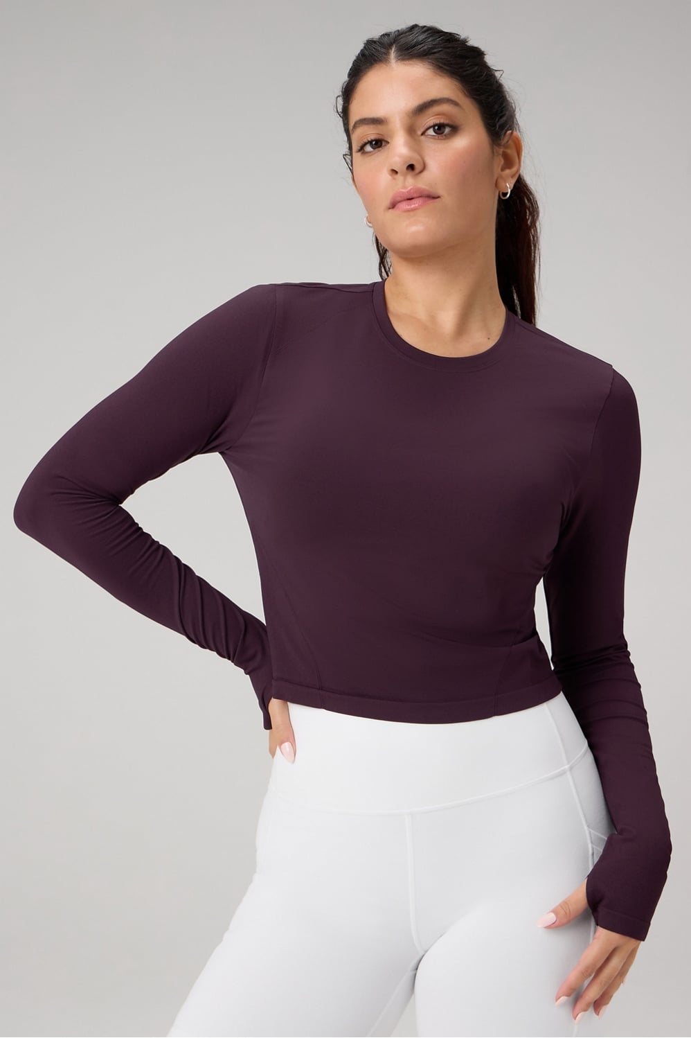 FEATHER TECH+ CROPPED LONG-SLEEVE TOP
