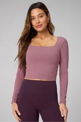 PURELUXE LONG-SLEEVE BUILT-IN BRA TOP