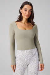 PURELUXE LONG-SLEEVE BUILT-IN BRA TOP