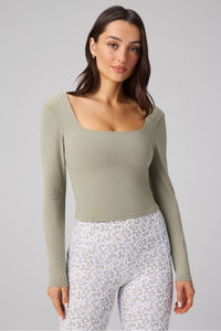 PURELUXE LONG-SLEEVE BUILT-IN BRA TOP