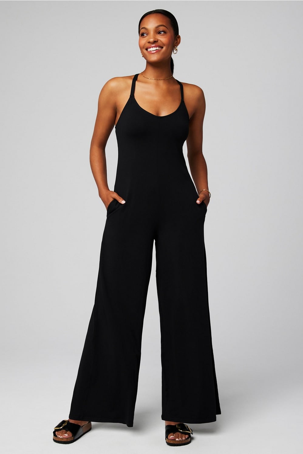 CLOUD JERSEY WIDE LEG ONESIE