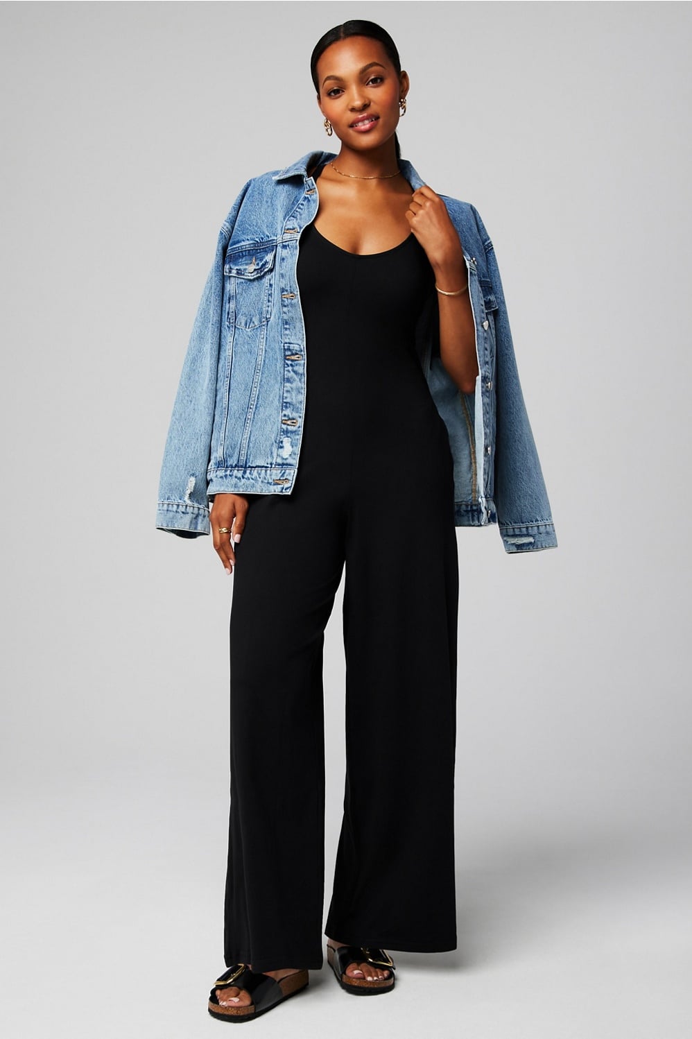 CLOUD JERSEY WIDE LEG ONESIE