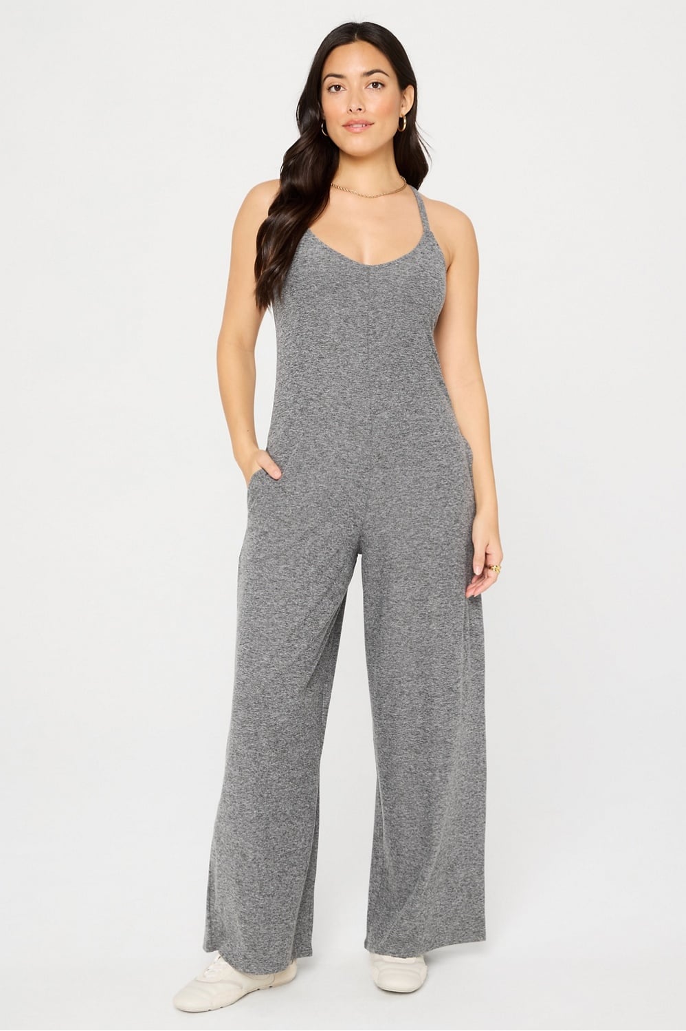 CLOUD JERSEY WIDE LEG ONESIE