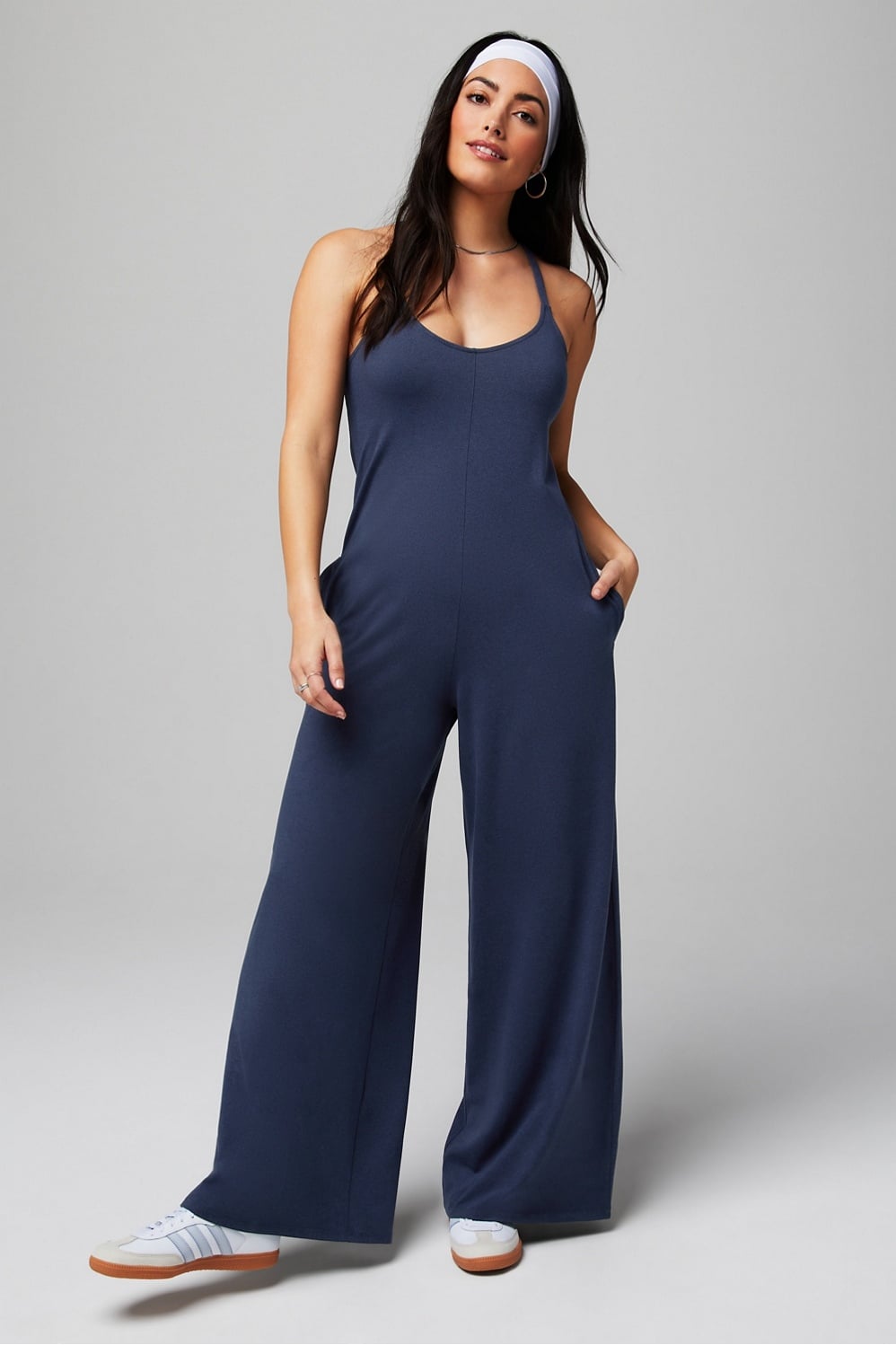 CLOUD JERSEY WIDE LEG ONESIE