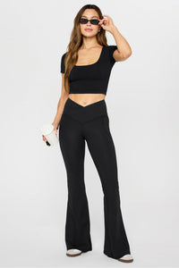 OASIS HIGH-WAISTED CROSSOVER FLARE - SHORT