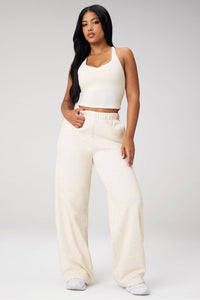 COZY FLEECE WIDE LEG SWEATPANT-SHORT