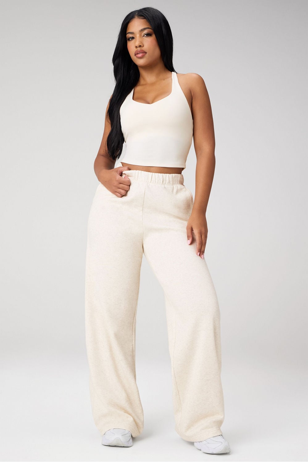 COZY FLEECE WIDE LEG SWEATPANT-SHORT