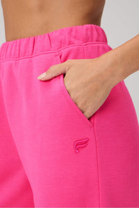 COZY FLEECE WIDE LEG SWEATPANT-SHORT