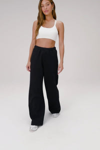 COZY FLEECE WIDE LEG SWEATPANT-SHORT