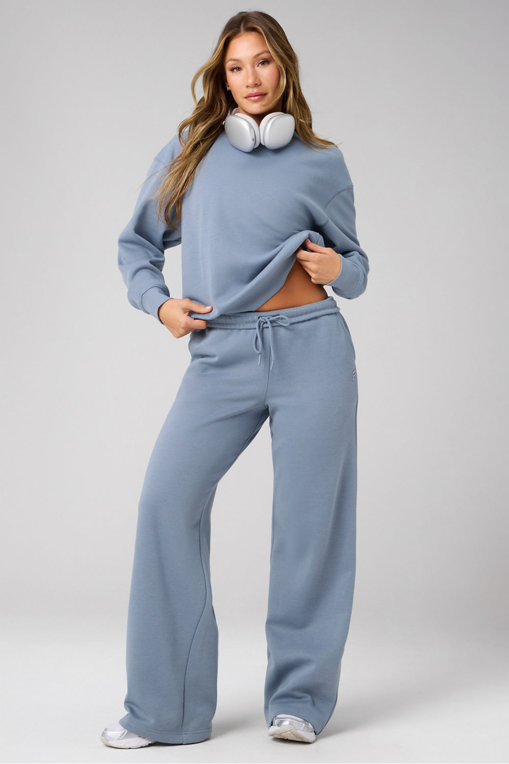 COZY FLEECE WIDE LEG SWEATPANT-SHORT