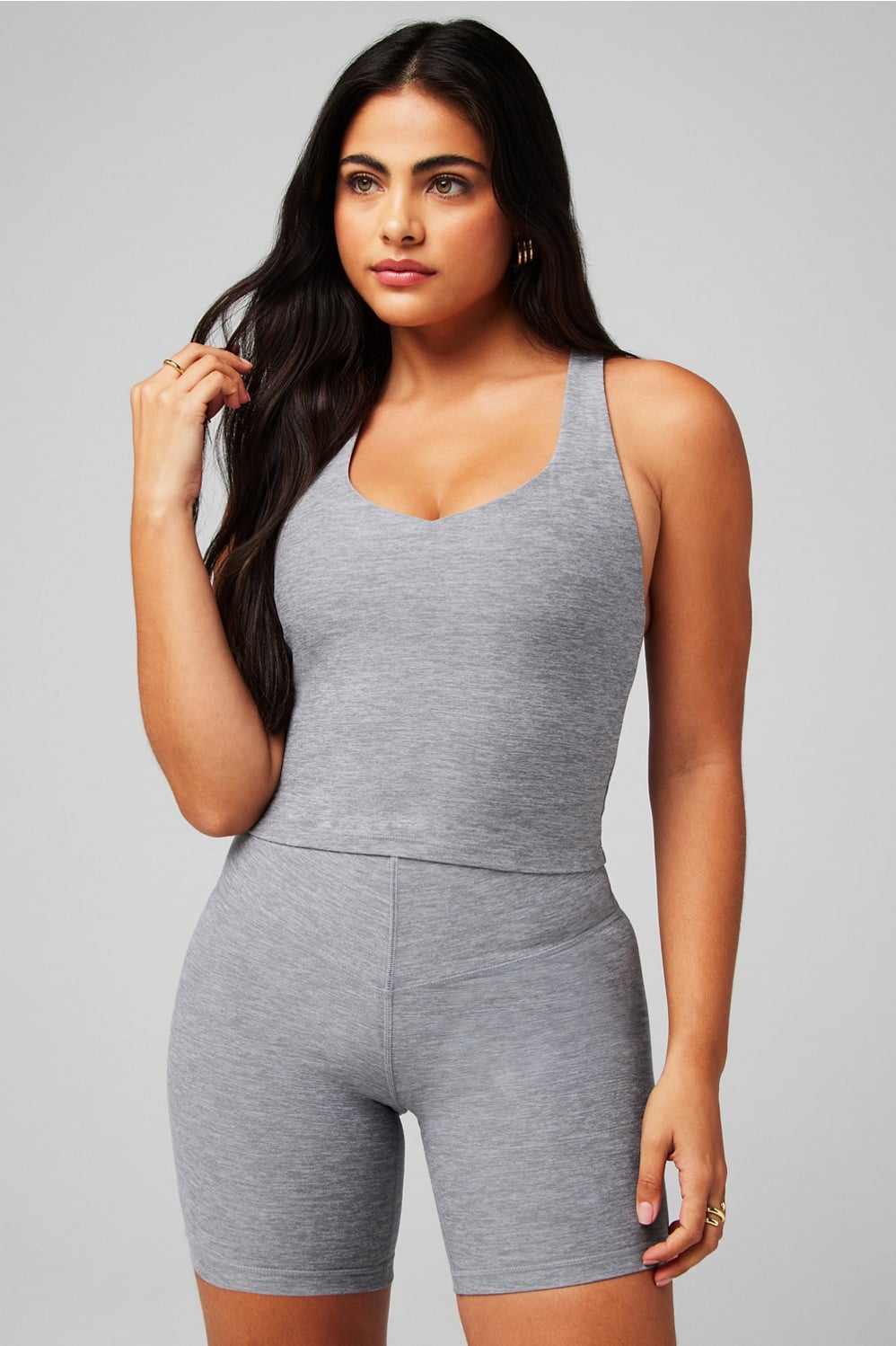 HEATHERFLEX ANYWHERE CROPPED BUILT-IN BRA TANK