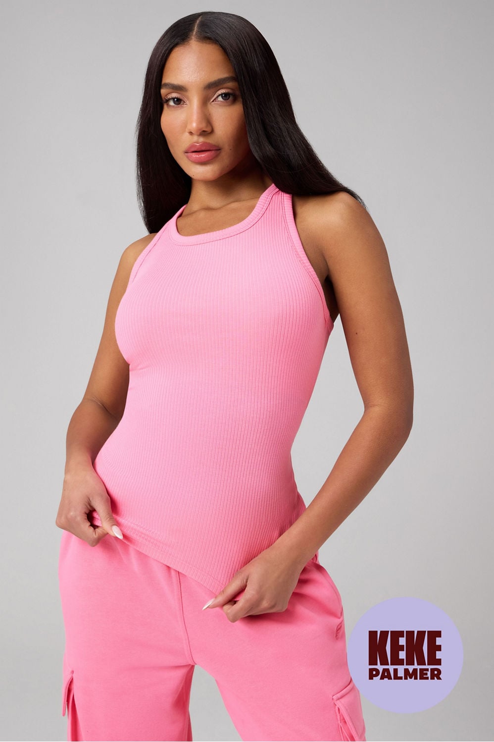 MODAL RIB HIGH NECK BUILT-IN BRA TANK