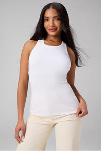 MODAL RIB HIGH NECK BUILT-IN BRA TANK