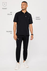 ALL-DAY SCRUB ZIP POLO